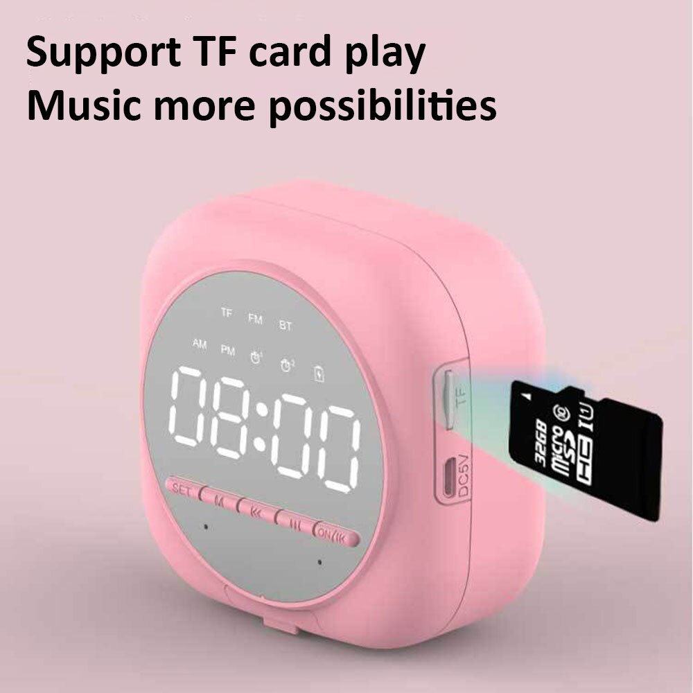 Multifunction Alarm Clock Bluetooth Speaker With FM Radio LED Snooze Wireless Subwoofer Music Player Table Clock Phone Stand