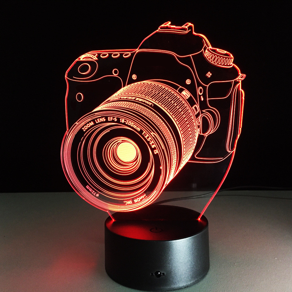Valentijnsdag 7 Kleurverandering 3D Hologram Camera Lamp Liefde Anniversary Vriendin Cadeau Voor Vriendje