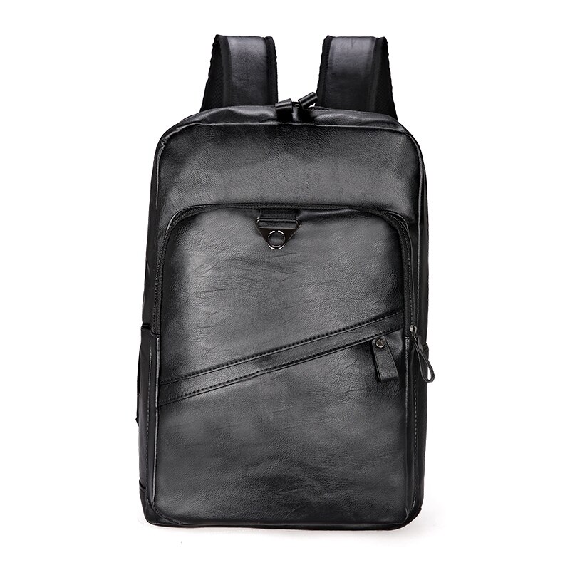 Mochila para hombre, mochila de cuero PU, Mochilas grandes para ordenador portátil, Mochilas masculinas, mochila escolar informal para adolescentes y niños, mochila de: Negro