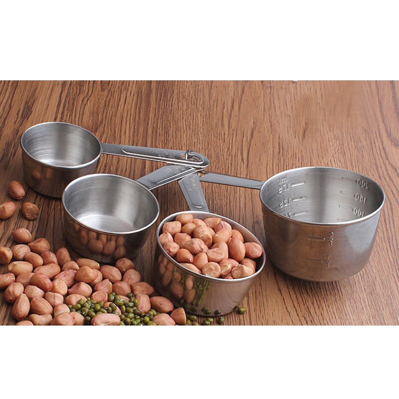 High Stainless Steel 4Pcs Measuring Spoon set Baking Tools Measuring Cup with Scale For Baking