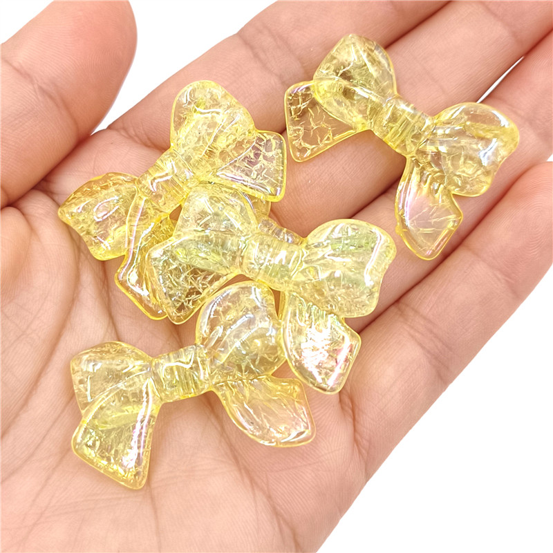 Perles scintillantes avec nœud papillon, bijoux de bricolage, accessoires exécutifs, matériel de bracelet, , 5 pièces: YELLOW