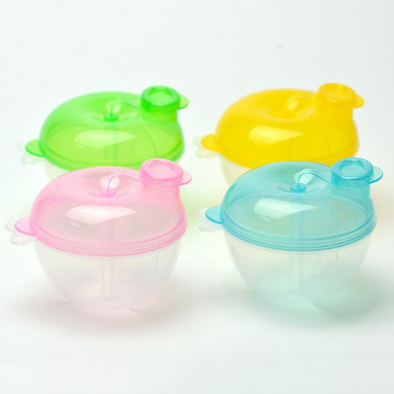 Mælkebeholder baby tur mælkepulver opbevaringsrum roterende opbevaringsboks bærbar mælkepulveræske plast tre gitter: Grøn