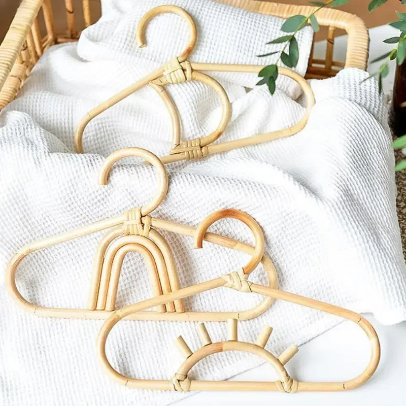 Cintre en rotin pour enfants, décor Boho, manuel, étagère murale pour bébé, vêtements RapDuty, T1