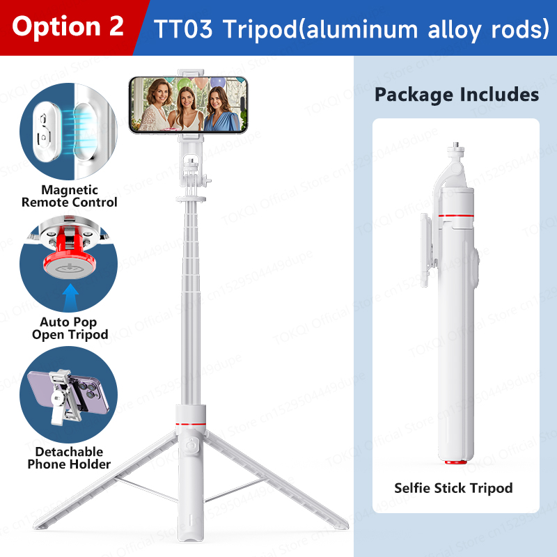 TOKQI TT02/TT03 trípode para palo de Selfie soporte para teléfono móvil trípode emergente automático interfaz de 1/4 'para disparo de cámara de acción de teléfono móvil: Azul cielo