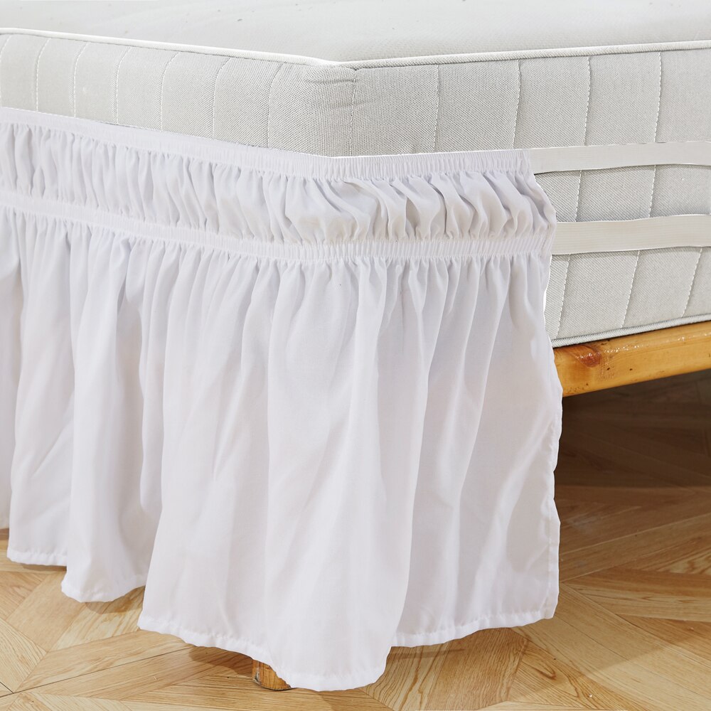 Couleur unie roi jupe lit colchas para cama élastique lit volants lit jupe doux confortable enveloppement autour de la décoloration résistant