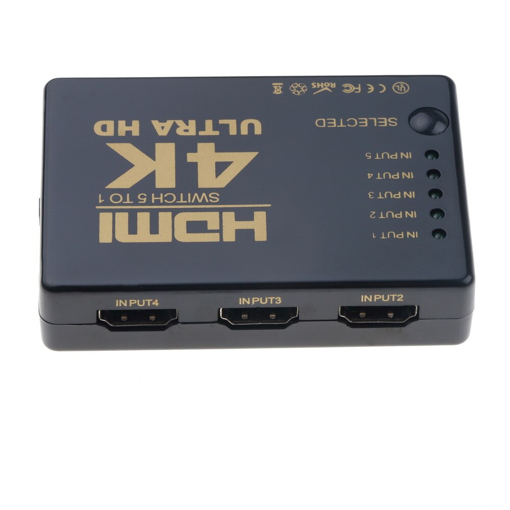 Ultra HD 4K Splitter 1x5 Port 3D 4K*2K Video Switch HDMI-compatible Switcher 1 Input 5 Output HUB with IR Remote Control