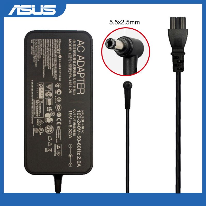 PA-1121-28 19V 6.32A 120W 5.5x2.5mm Adaptateur pour Ordinateur Portable Chargeur Alimentation Pour Asus FX80GE FX53V FX50J ZX50JX G58J G550J A550J