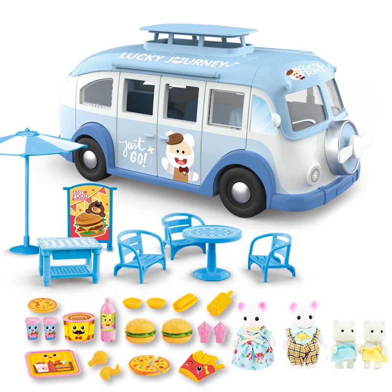 Per bambini di Simulazione Giocattolo Gioco di Casa di Famiglia del Coniglio Crema di Ghiaccio di Campeggio Per Bambini Auto RV Gioco di Casa Picnic Auto Di Compleanno regalo: 8801-2-G02