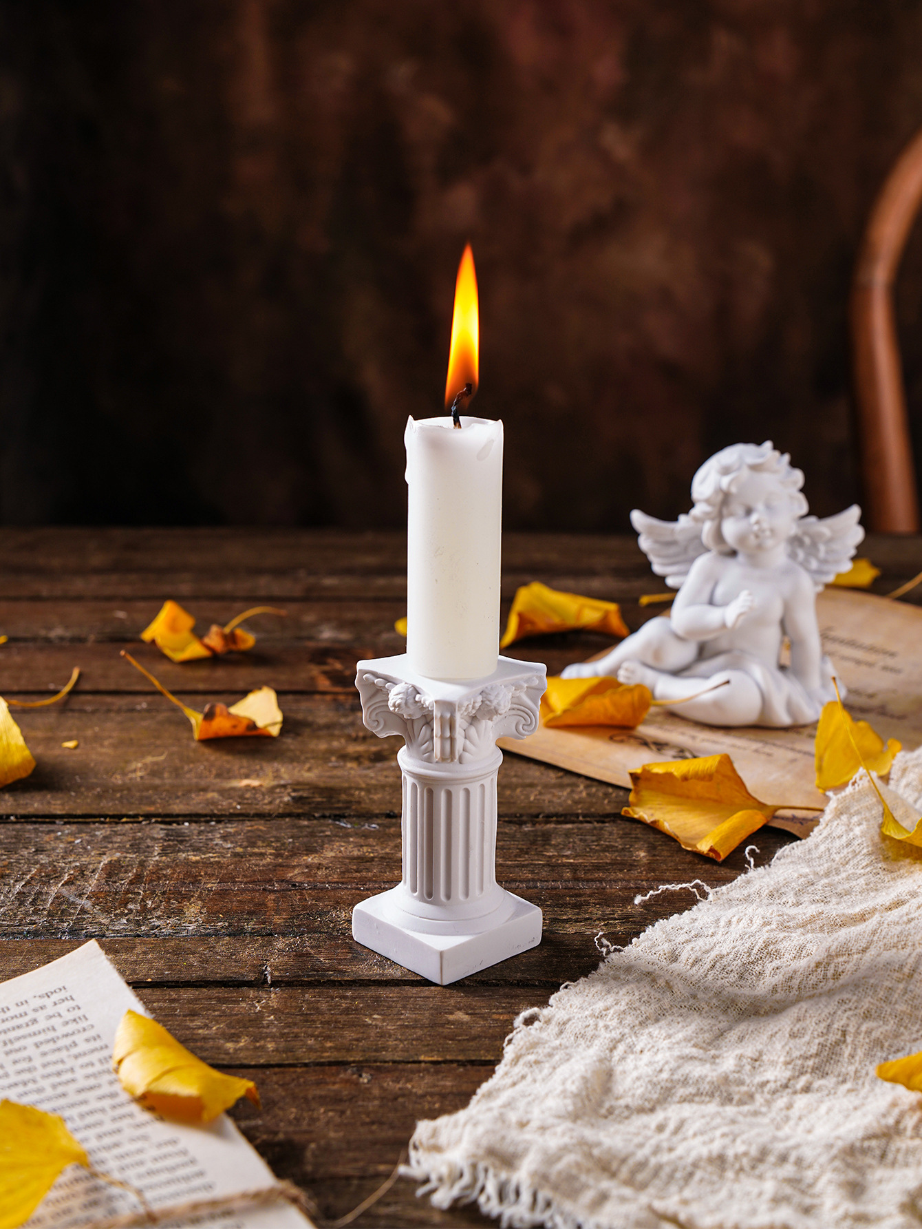 Pilar romano Doric, decoración nórdica de yeso, Mini candelabro de Pilar de yeso para el hogar, pintura de fotografía con sentido de atmósfera