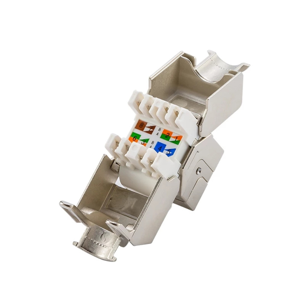 RJ45 Female Connector Cat5e Cat6 Cat6A Network Toolless Keystone Module Full Shielded RJ 45 Socket To LSA Toolfree Termination