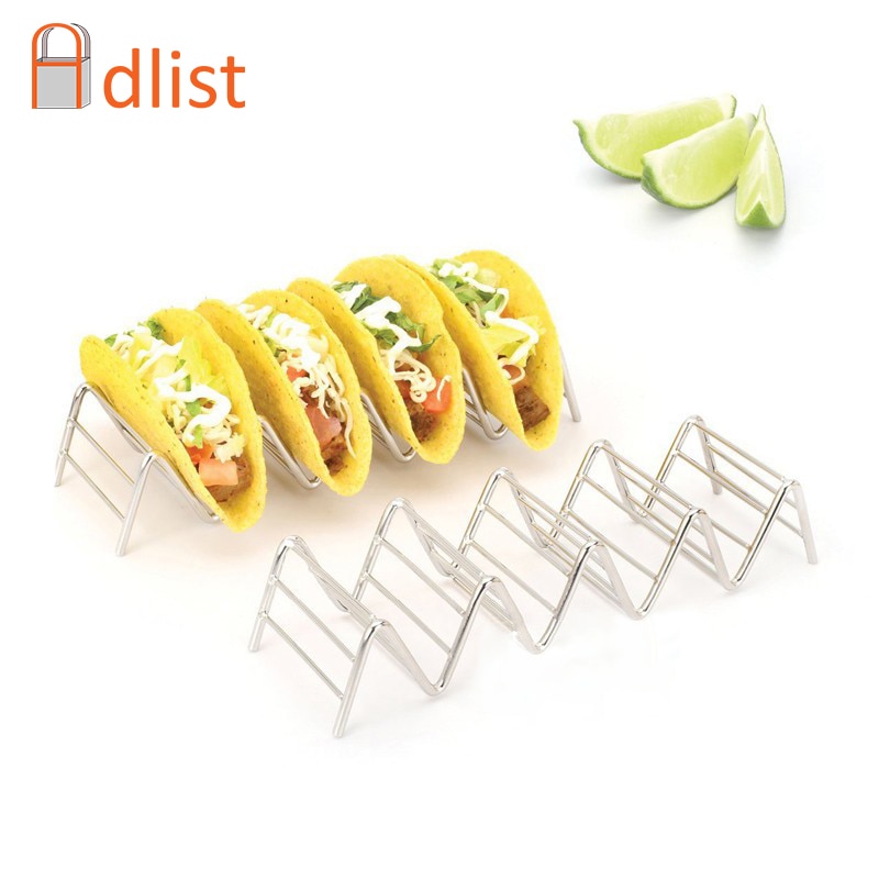 Support à Tacos en acier inoxydable, 4 ou 5 coques dures ou molles, support à aliments mexicain, style plateau de camion à Tacos pour Pizza