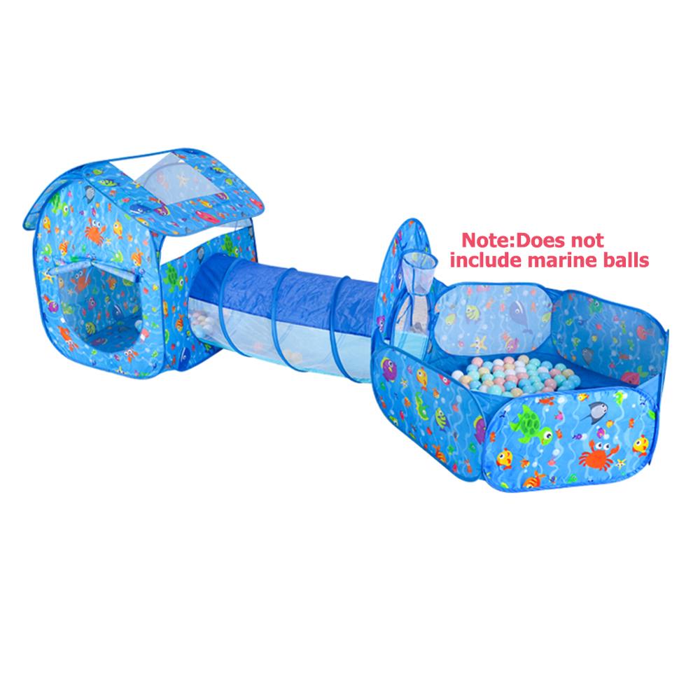 3 pièces/ensemble enfants tente maison jouer jouets pliable enfants ramper Tunnel Portable tir océan piscine fosse jouet bleu dessin animé jouer tente: WHITE
