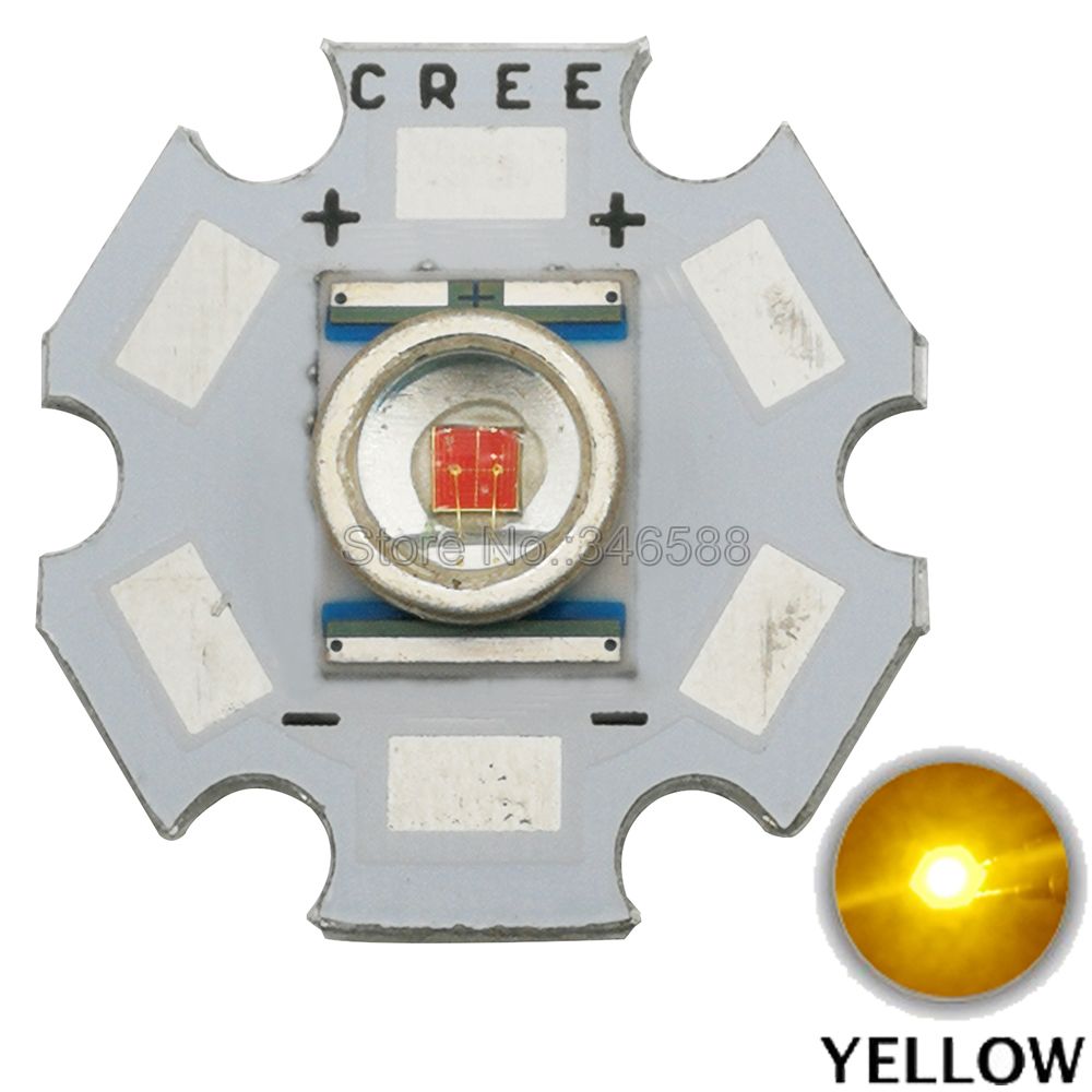 10x cree xlamp xre xr -e 3w high power led lysemitter perle  on 16mm / 20mm pcb heatsink hvit varm hvit rød grønn blå gul: Gul / 16mm stk