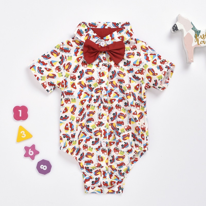 Zomer peuter jongens jumpsuit baby jongen heer strik korte mouwen romper 13