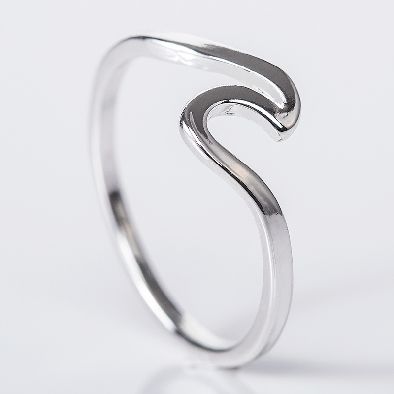 Stainless Steel Sea Gold Rose Gold Silver Color Wave Rings Ocean Surf Finger Jewelry Ocean Surf Ring for Women Surfer: Less Than 4 / WHITE