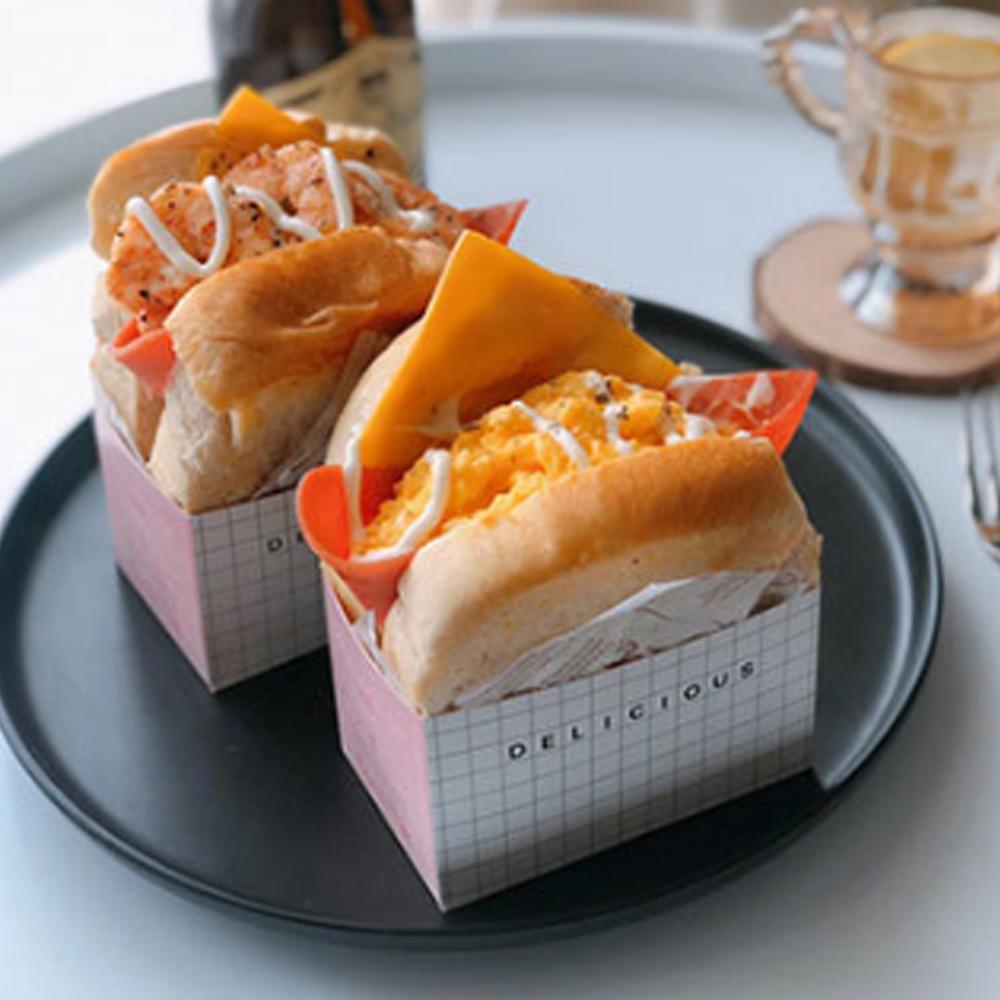 50pcs Cake Packaging Box Sandwich Wrapping Paper Thick Egg Toast Bread Breakfast Packaging Box Burger Oil Paper Tray