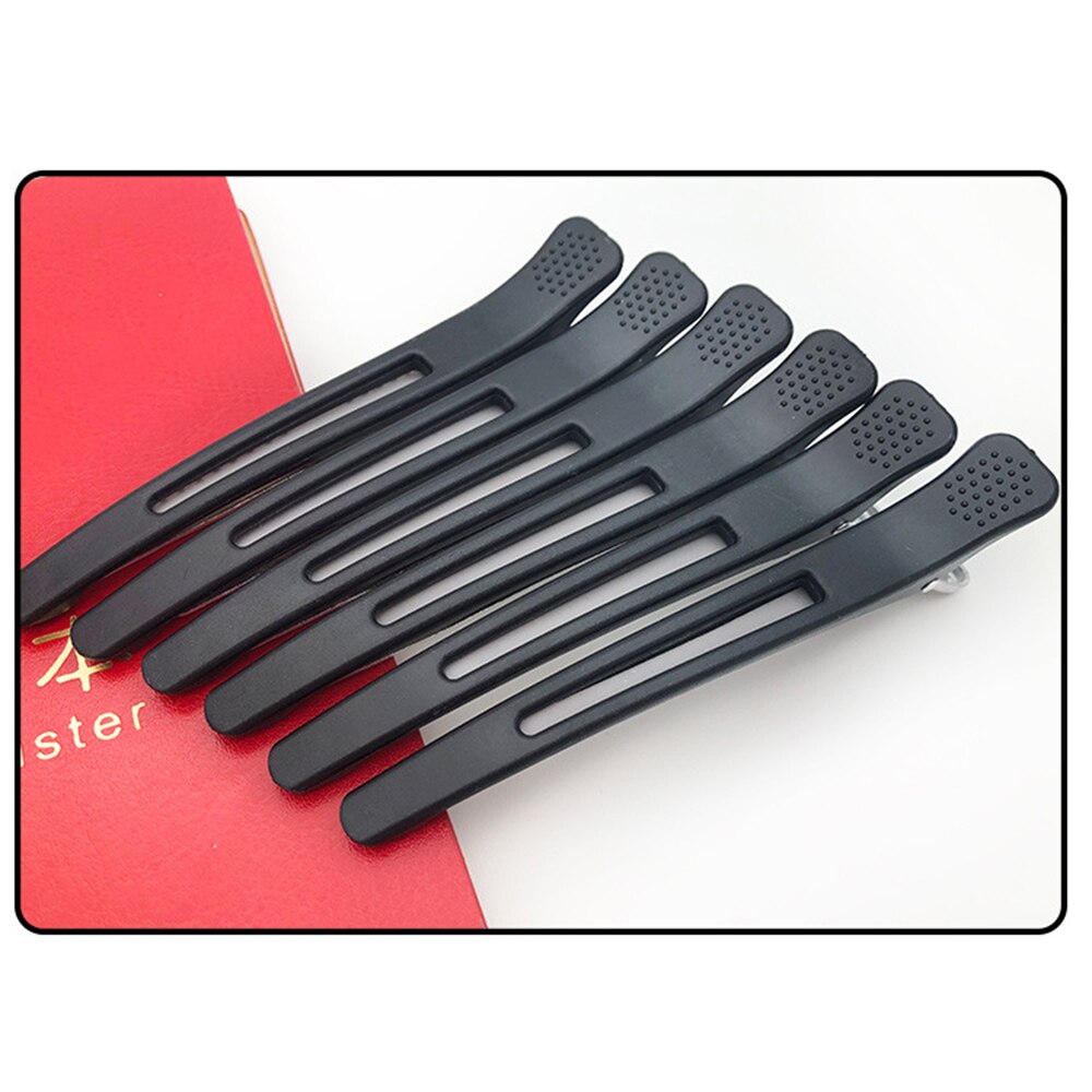 Pinces à cheveux noires pour Salon de coiffure, 6 pièces, en bouche de canard, plates, accessoires pour couper les cheveux, Diy, maison