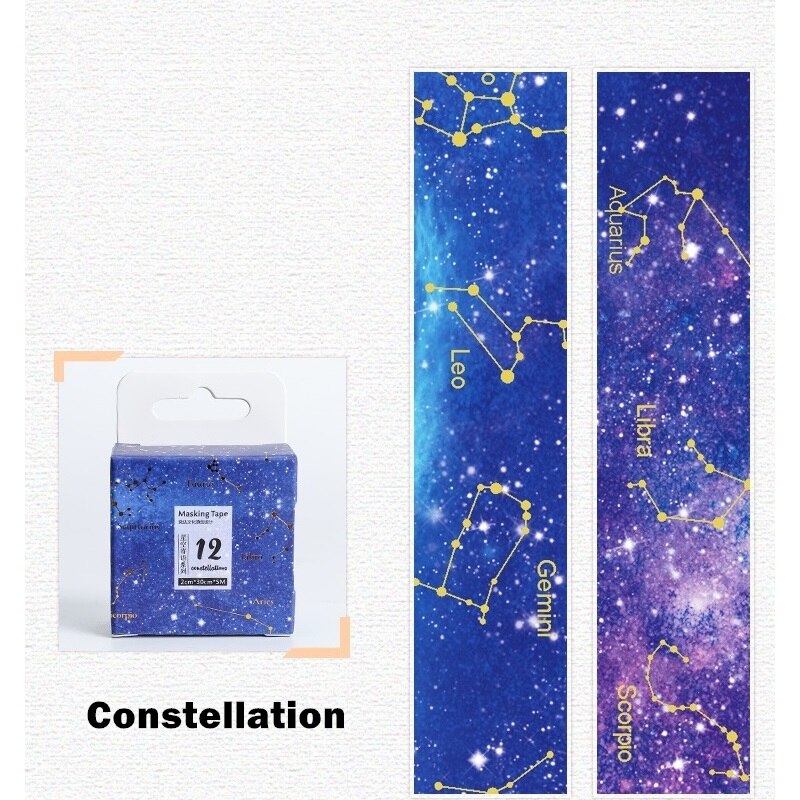 1pcs Starry Star Washi Tape 20mm Galaxy Constellation Meteor Image Adhesive Masking Tapes Home DIY Stickers Decoration A6033: Constellation
