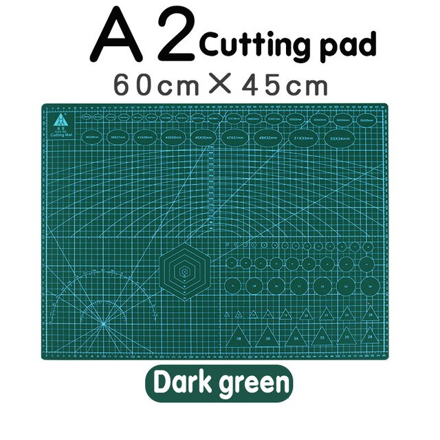 60*45cm A2 Cutting Board Cameo Mat Grid Line Self-healing Board Craft Card Multi-color Double-sided Desktop Cutting Pad Cricut: dark green