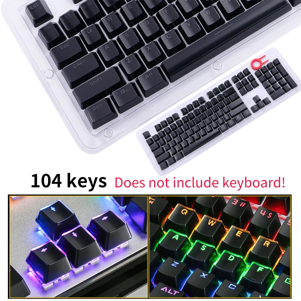 104 Keys Durable Decorative Replacement Home Mechanical Keyboard Office Backlit Computer Accessories Retro Gaming Keycap: Black 2