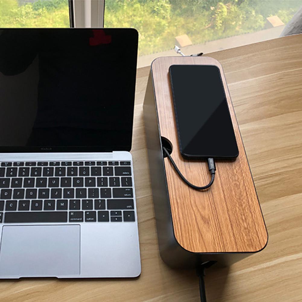 Draad Kabel Opbergdoos Houten Power Line Opslag Case Stofdicht Charger Socket Organisator Draad Case Home Kabelhaspel Netjes Doos