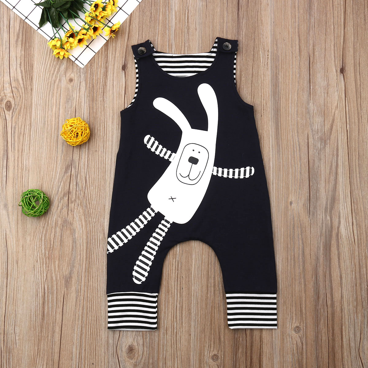 Leuke Pasgeboren Baby Meisje Jongen Mouwloos Paashaas Romper Jumpsuit Outfits Set
