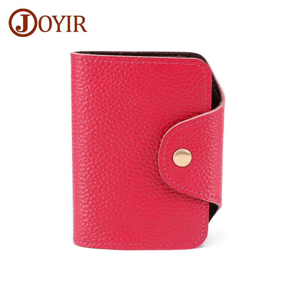 JOYIR Echtem Leder Rindsleder Kreditkarte Halter Männer Frauen Rfid Brieftasche Business 12 Bits Karte Fall Geldbörse Unisex Karte Id halter: Rose Red