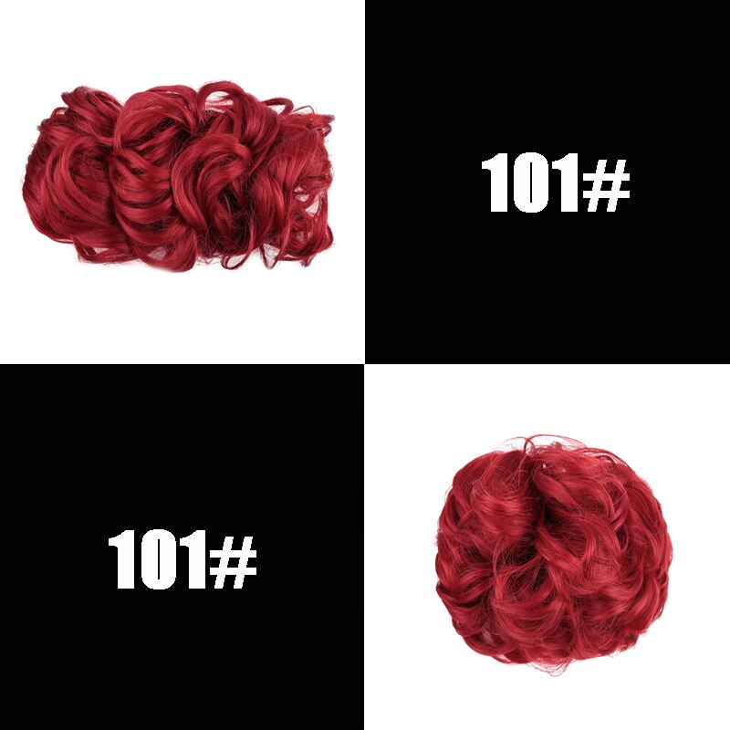 XUANGUANG-Chignon de coiffure synthétique élastique | Cheveux bouclés, rouge châtain clair noir marron, grand Chignon avec cordon de serrage, bandeau en caoutchouc: 101