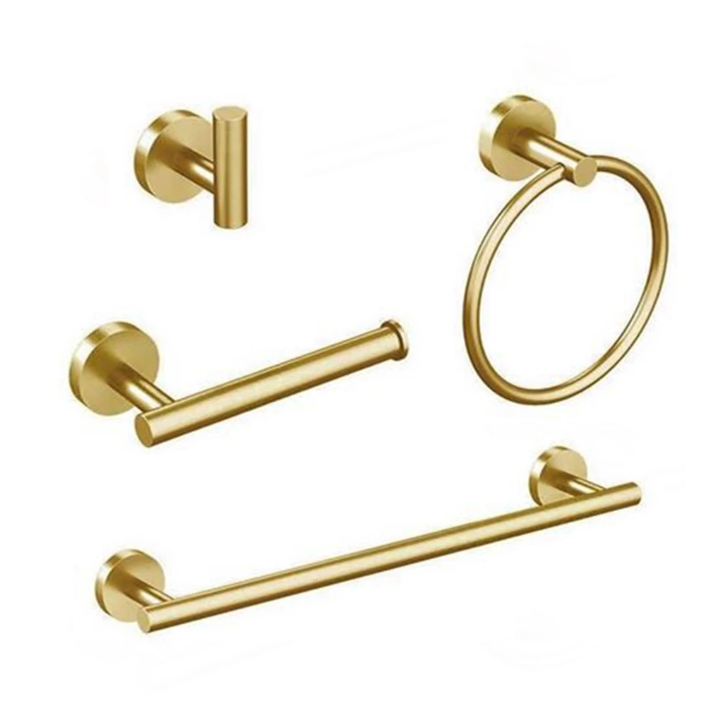 Silver Bathroom Hardware Set 304 Stainless Steel Towel Rack Toilet Paper Holder Liquid Soap Holder Towel Bar Toilet Accessories: Brown