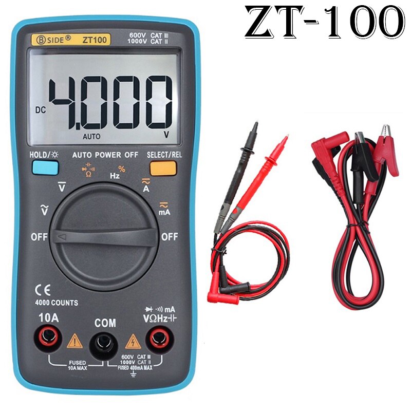 1 st zt digitala multimetrar bärbar ac/dc amperemeter voltmeter ohm lcd display bakgrundsbelysning multimeter diod och kontinuitetstest