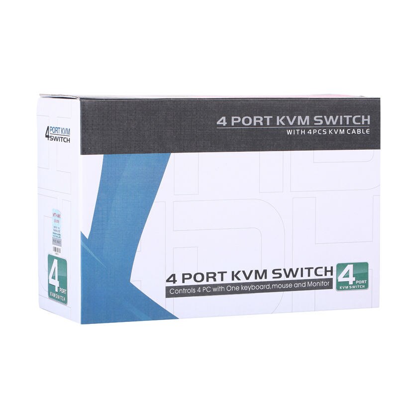 MT-Viki 4 Port VGA KVM Switch PS/2 Mouse Keyboard Console Manual Button Press Select With Original Cable High Resolution 460SL