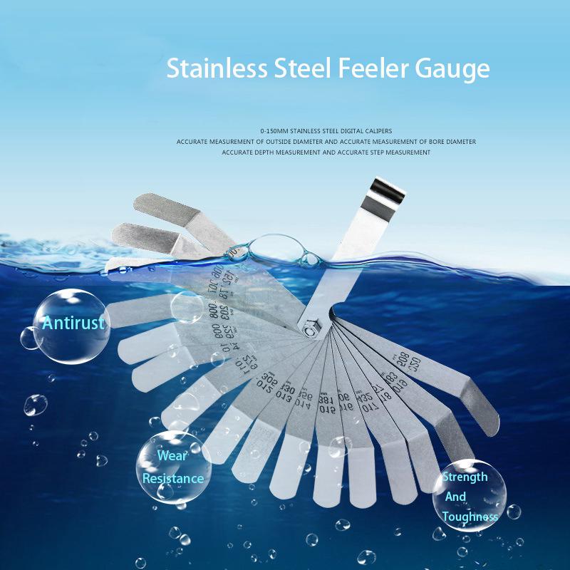 MeterMall – jauge d'épaisseur 16 pièces/ensemble, 0.127-0.508mm, pour prise de haute précision en acier inoxydable