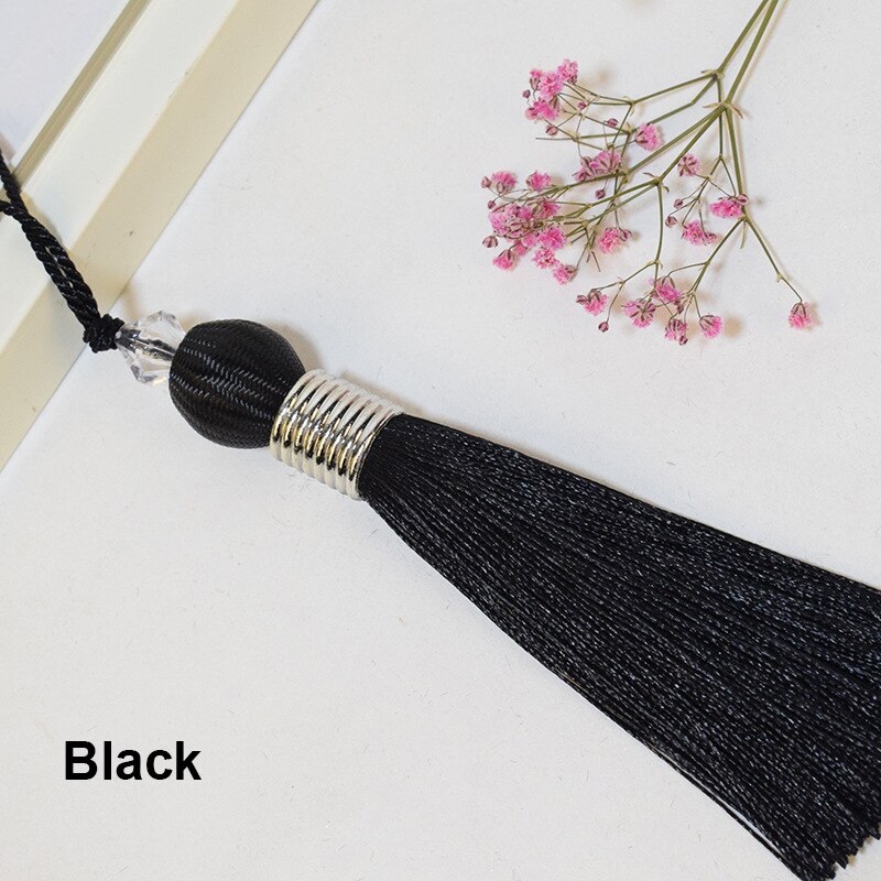 Pompon boule avec corde suspendue 10cm, 2 pièces/lot, garniture pompon à coudre en soie, décoration clé pour rideau, décoration de la maison: Black