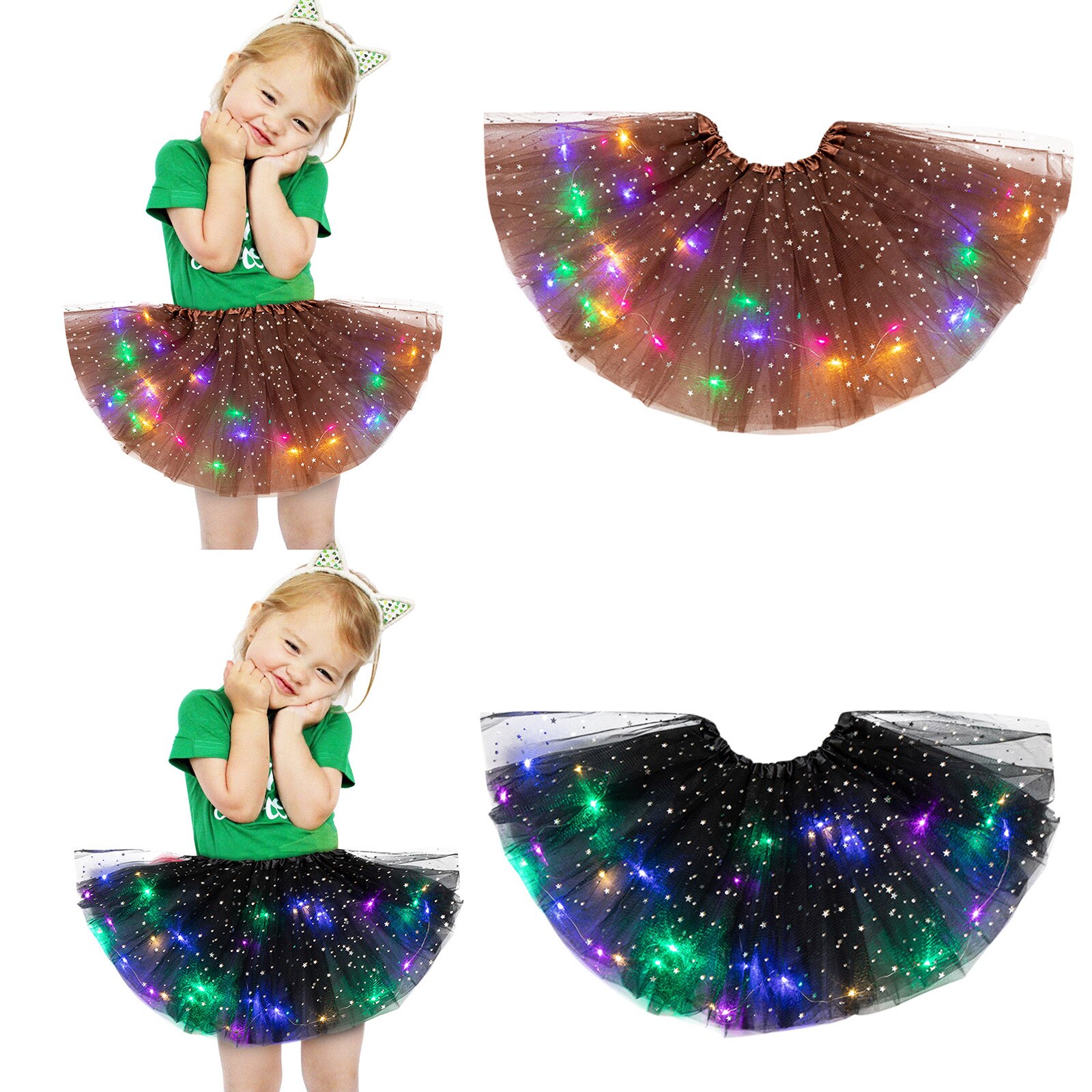 Kid Meisje Baby Tutu Rok Led Light Up Pettiskirt Ballet Kleding 2 Stuks Peuter Princess Party Dance Leuke Rokken Childrenclothing: J