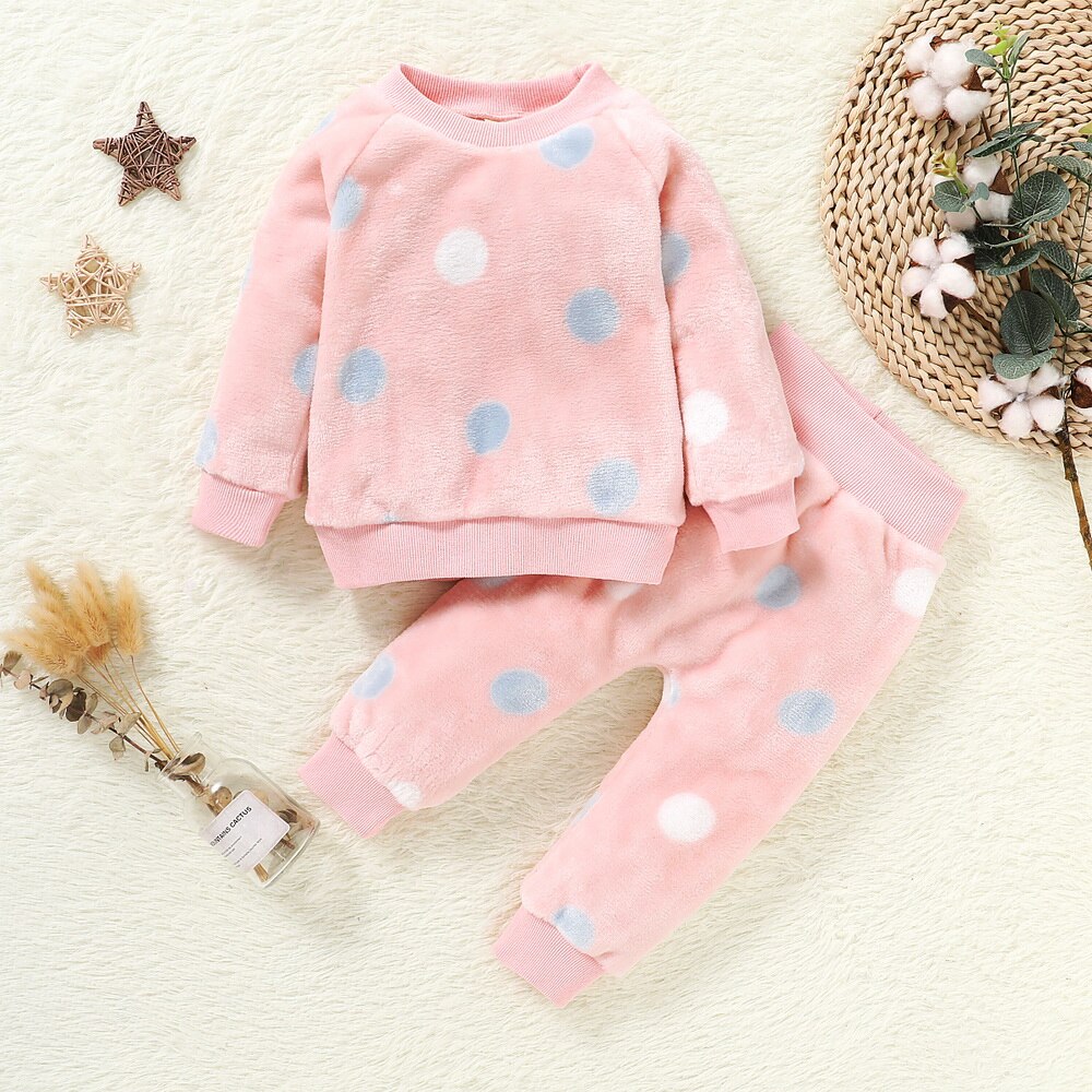 Autumn Winter Flannel Pajamas For Children Girls Pajamas Set Sleepwear Baby Girl Lovely Clothes Children Pyjama Clothing Set D30