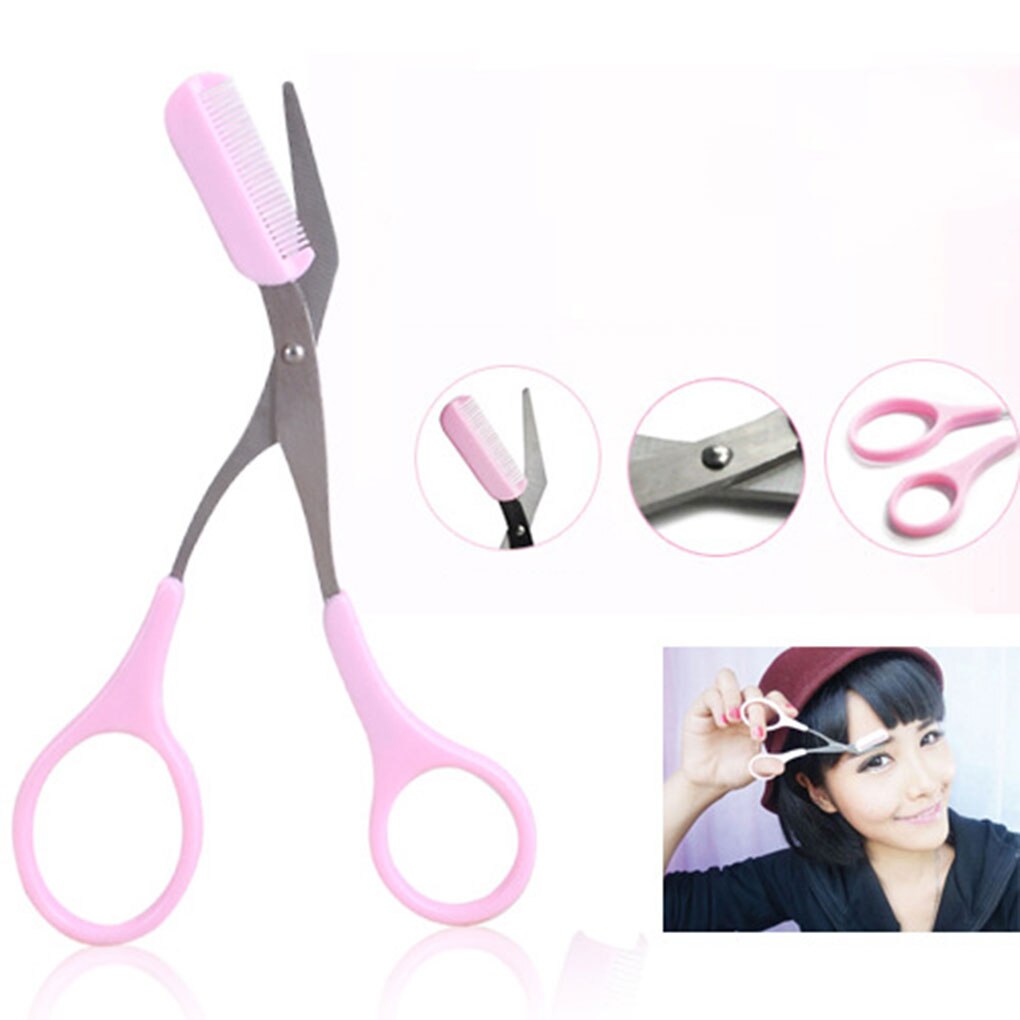 Eyebrow Trimmer Scissors Comb Eyebrow Scissors Comb Women Girl Eyelash Removal Tools