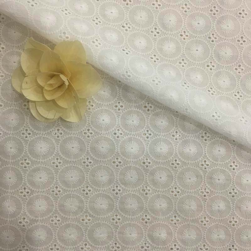 Summer Off White Swiss Cotton Voile Eyelet Lace Fabric for Dress,Diy Embroidered Apparel Patchwork Sewing Cloth,Width 130cm