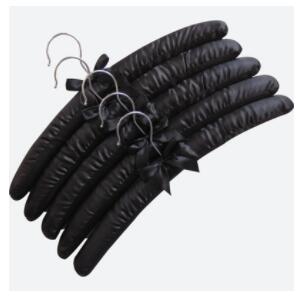 Satin Padded Hanger Silk Wrapped Clothes Hanger Clothes Hanging Silver Hook Sponge Hangers Clothes Shop Display Hangers: 18 black