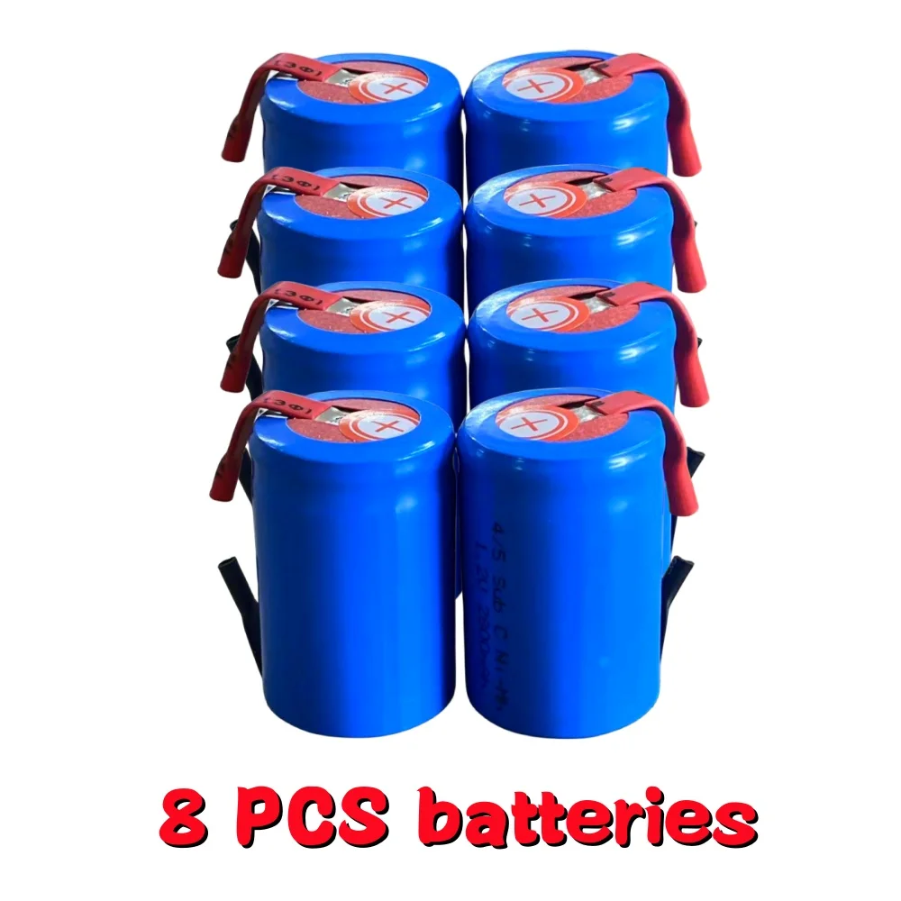 Baterías Ni-MH recargables de alta descarga con pestañas de soldadura, 1,2 V, 2800mAh, 4/5 SC Sub C: Gris