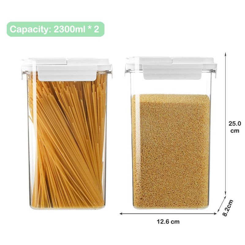 2 Pak Ontbijtgranen Dispenser Set, Luchtdichte Voedselopslagcontainer Voor Keukenpantry-Organisatie, Plastic Bakjes Met Deksels: Licht Geel