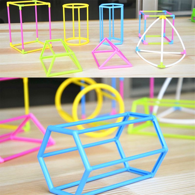 Byggesett med 3d geometriske former for barn matematikk geometri pedagogisk leke
