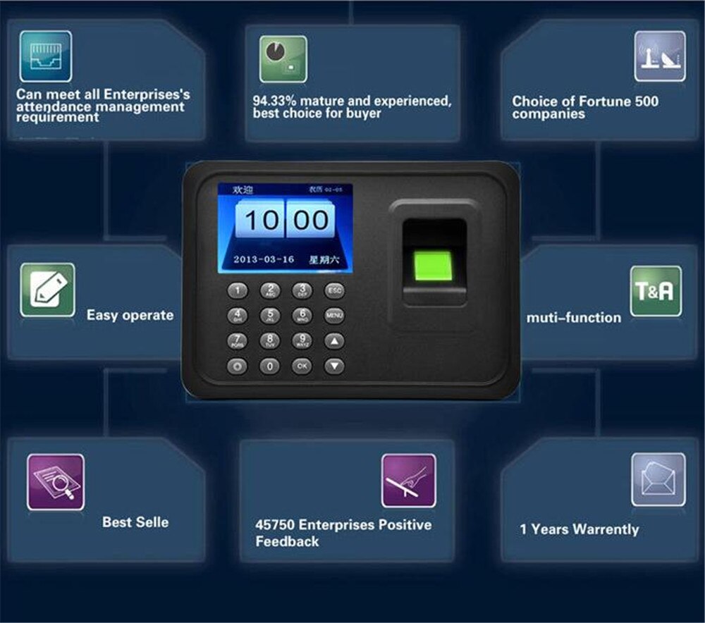 Biometric Fingerprint Usb Time Attendance Clock Recorder Employee Digital Electronic RFID Reader Scanner Sensor