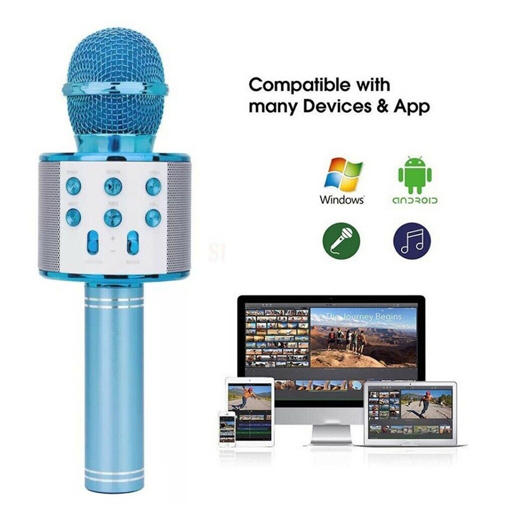 WS858 Portable Wireless Bluetooth Singing Microphone Handheld Smartpnone Speaker Mic for Home KTV Outdoor Party