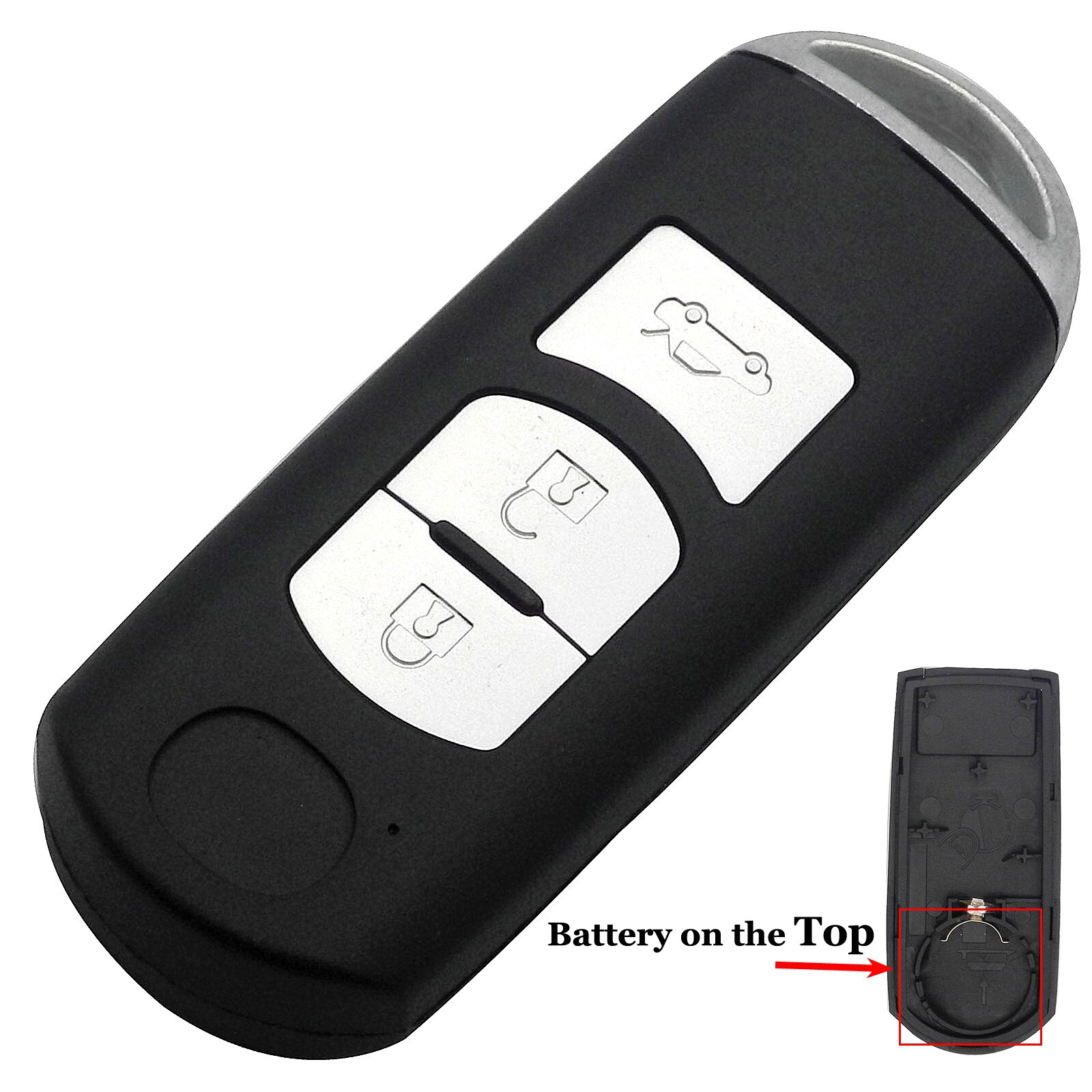 Jingyuqin 3- knops smart key behuizing voor mazda  m2 m3 m5 m6 cx-3 cx-5 demio axela premacy atenza auto afstandsbediening sleutelloze behuizing: Bovenste batterijplaats