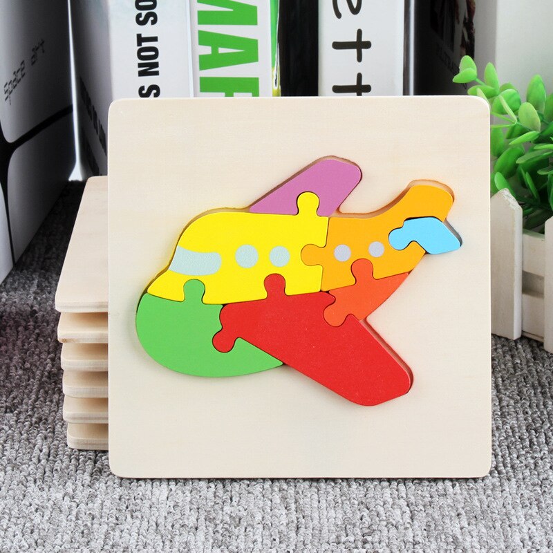 Montessori geometria 3D in legno giocattolo per bambini cartone animato animale Building Block Puzzle prescolare educazione precoce giocattoli di apprendimento: 11