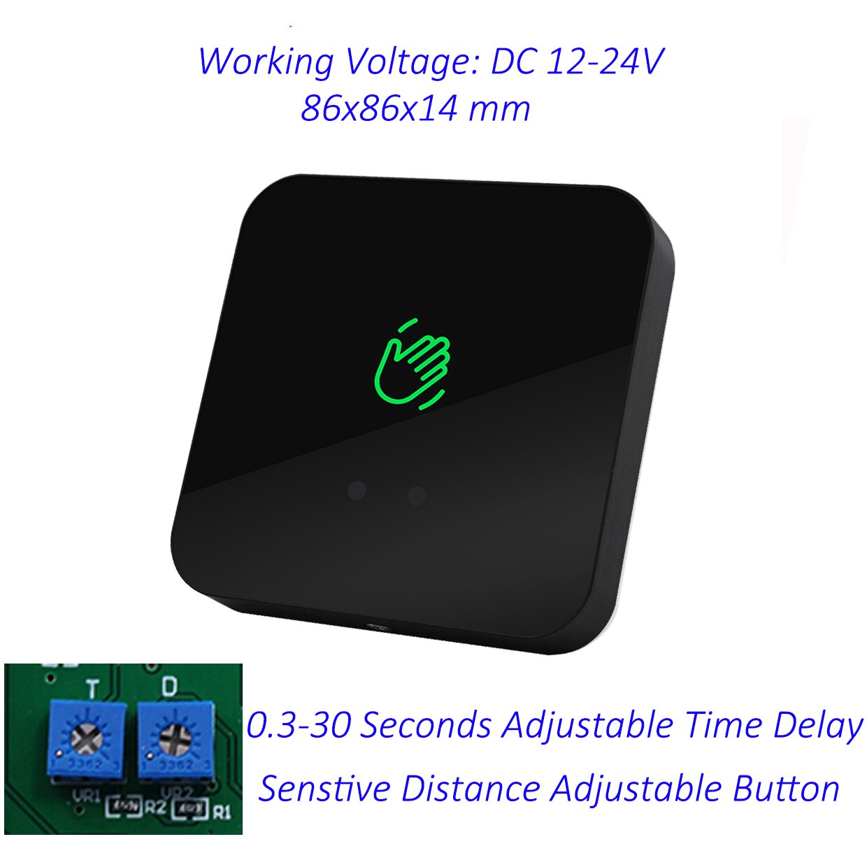 DC12V 24V Surface Installation Thin No Touch Infrared Contactless Door Release Switch Access Control Exit Button: K86B