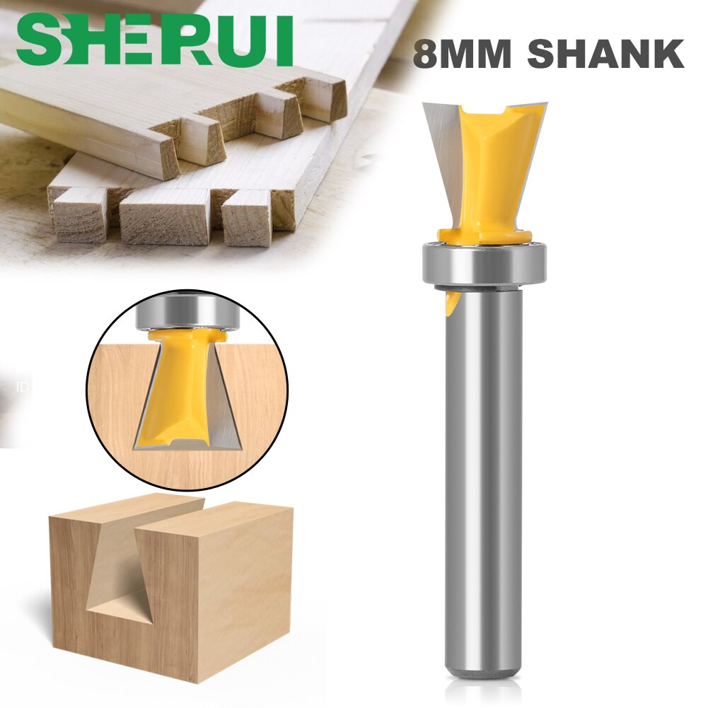 1pc 14 Degree 1/2" Dovetail Router Bit - 8mm Shank Woodworking cutter Tenon Cutter for Woodworking Tools