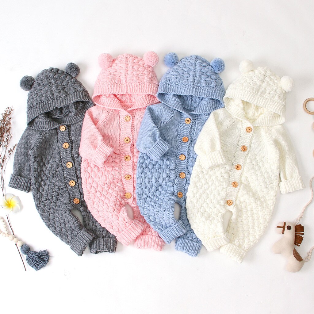 Knit Baby Sweater Winter Infant Newborn Cardigan Sweaters For Toddler Boys Hooded Jackets Button Up Autumn Baby Girls Coat