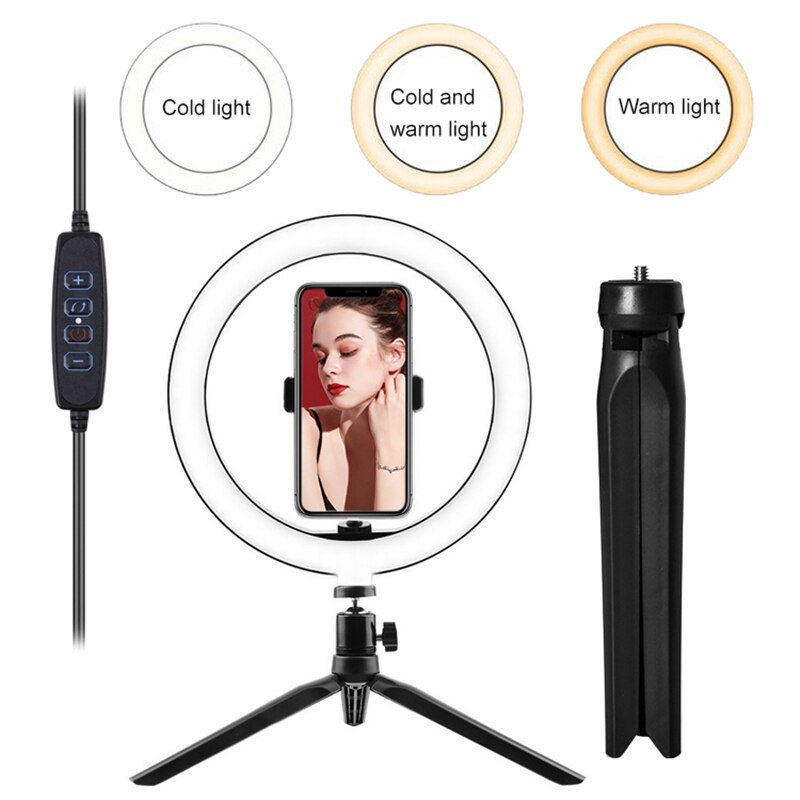 10Inch Dimbare Led Selfie Ring Licht Invullen Telefoon Camera 26Cmled Ring Lamp Met Statief Voor Make-Up video Live Voor Tik Tok: 10 inch desktop