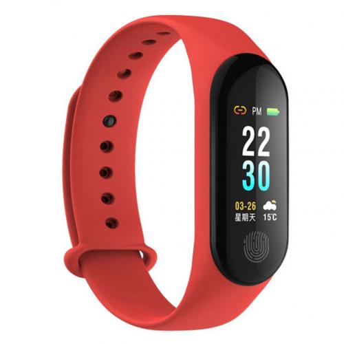 M3 Plus HR Waterproof Heart Rate and Blood Pressure Monitor Fitness Tracker Neutral Smart Sports Bracelet For Android iOS: Red